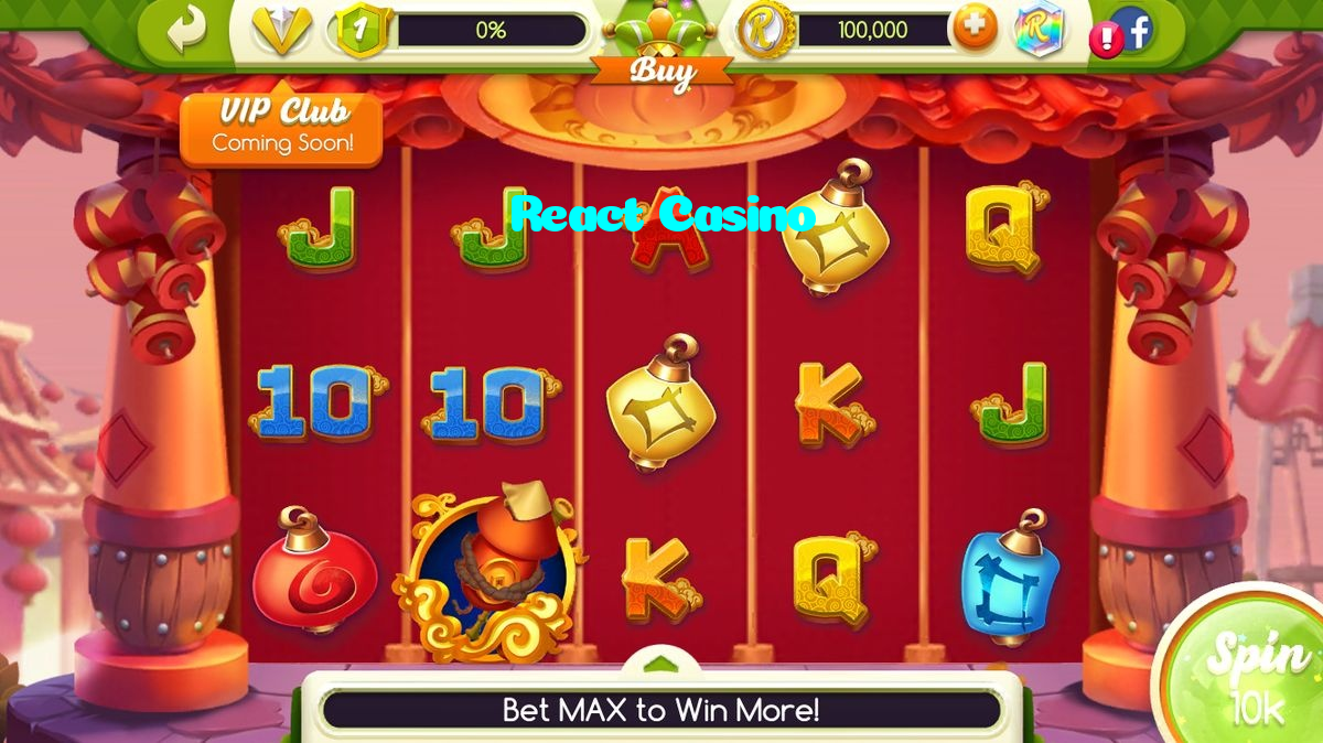 React Casino casino presented on mobile device in Pakistan with slots and live games
